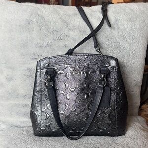 Coach Metallic Gray Embossed Crossbody Bag